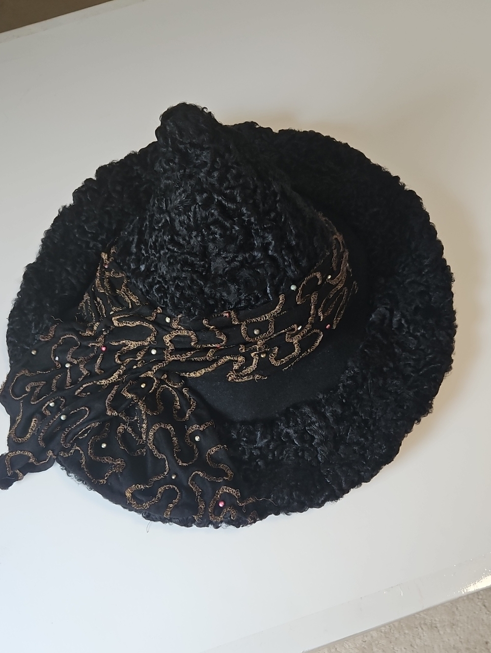 OOAK Vintage Fur Witch Hat 24in XL Boston Store Whimsigoth - Picture 4 of 10
